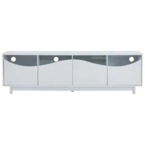 Meuble TV design incurvé blanc brillant avec éclairage LED 175 cm - Noam Nest - Photo 1