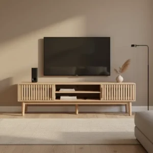 Meuble TV moderne 2 portes coulissantes en bois 150 cm - Kylan Loft - lifestyle vue de face