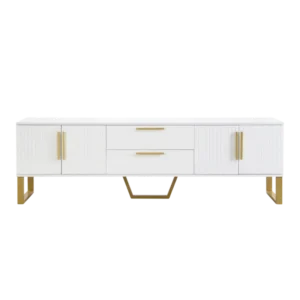 Meuble TV moderne 4 portes sculptées pieds dorés 170 cm - Kirk Atelier - Variante #2688