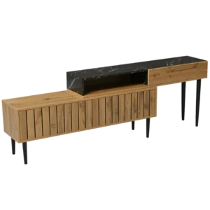 Meuble TV moderne avec étagères 129 cm - Lennox Wood - Photo 1