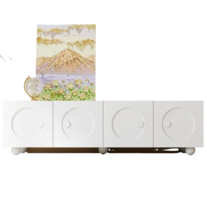 Meuble TV moderne blanc avec portes et niche centrale 181 cm - Nilo Craft - Photo 1