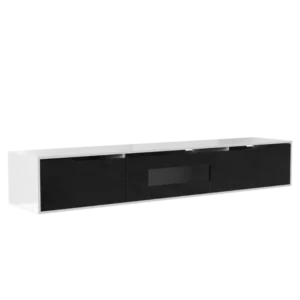 Meuble TV moderne noir et blanc avec éclairage LED 180 cm - Ari Vale - Photo 1