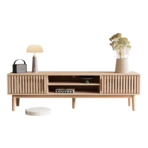 Meuble TV scandinave finition bois avec rangement 150 cm - Kara Casa - Photo 1