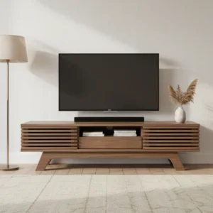 Meuble TV style vintage avec tiroir et 2 portes 150 cm - Auro - lifestyle vue de face
