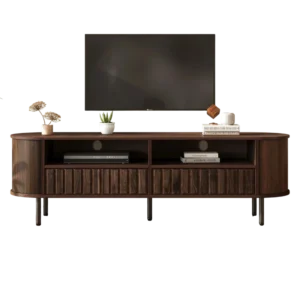 Meuble TV sur pied noyer 2 tiroirs et niches 160 cm - Nilo Prime - Photo 1