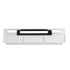 Meuble TV suspendu blanc laqué avec LED et 3 tiroirs 160cm - Tess - Photo 1