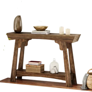 Table console étroite style rustique 2 niveaux 105 cm - Tilio Mode - Photo 1
