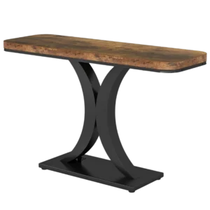 Table console industrielle étroite style rustique base géométrique 100 cm - Iris Urban - Photo 1