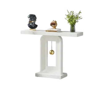 Table console moderne plateau faux marbre blanc 100 cm - Meryl Select - Photo 1