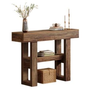 Table console rustique étroite 2 étagères 105 cm - Kora Nest - Photo 1