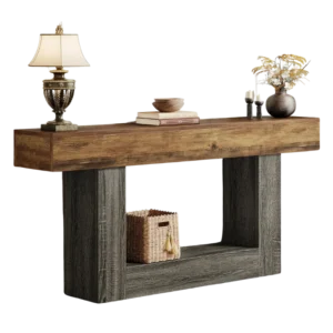 Table console style farmhouse 2 niveaux base en U 160 cm - Aksel Nova