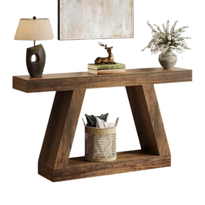 Table console style ferme 2 niveaux marron foncé 140 cm - Curtis Vale - Photo 1