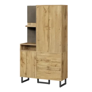 Vestiaire d'entrée bois et noir avec penderie et tiroirs 110 cm - Eden Casa - Photo 1