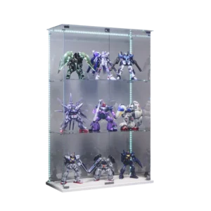 Vitrine en verre noire 1 porte 5 étagères avec éclairage LED - Aston - Photo 1