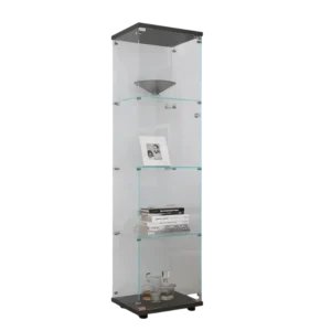 Vitrine en verre sur pied style moderne 4 étagères 1 porte 165 cm - Luma