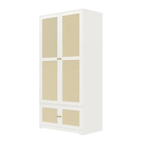 Armoire 2 portes en rotin blanc MDF 90x48x180cm - Ari Urban - Photo 1