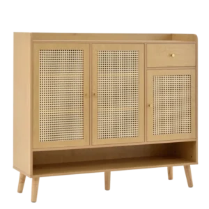 Armoire à chaussures couloir 3 portes et tiroir naturel 120 cm - Nino Edge - Photo 1