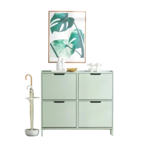 Armoire à chaussures étroite 4 rabats verte 100x90cm - Mona Line - Photo 1