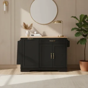 Buffet de rangement noir niches ouvertes et tiroirs 115 cm - Jules Prime - lifestyle vue de face