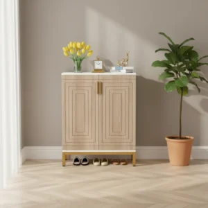 Meuble à chaussures moderne 2 portes 5 niveaux 80 cm - Lennox Aura - lifestyle vue de face