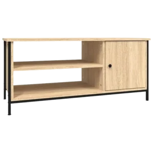 Meuble TV moderne chêne Sonoma avec porte et pieds métal 100x40x45 cm - Elias Oak - Photo 1
