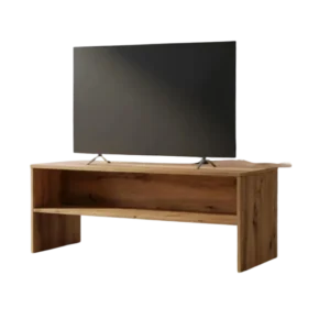 Meuble TV moderne en bois effet chêne avec rangement 100x40x40 cm - Ezra Vale - Photo 1