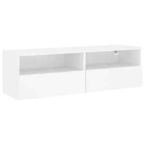 Meuble TV mural blanc avec étagères et compartiments 100x30x30 cm - Nilo Nest - Photo 1