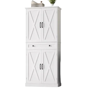 Vaisselier buffet moderne 4 portes 1 tiroir 78x40x182 cm - Nora Wood - Photo 1